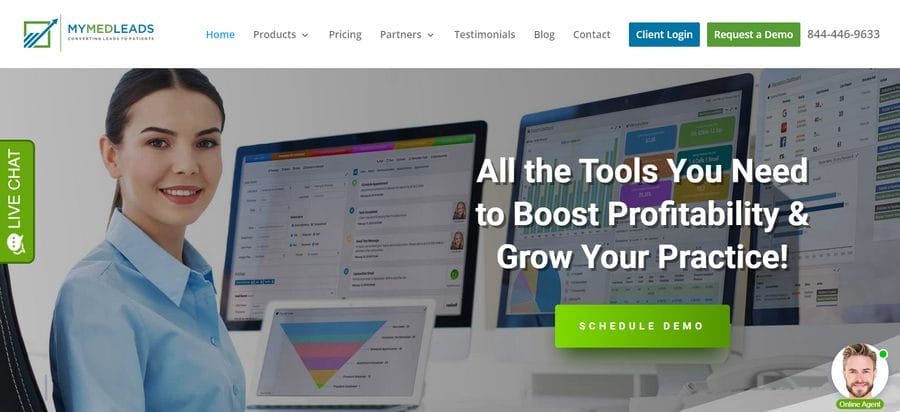 MyMedLeads website homepage screenshot