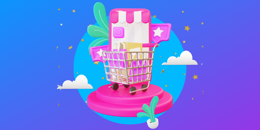 A shopping cart and Instagram logo