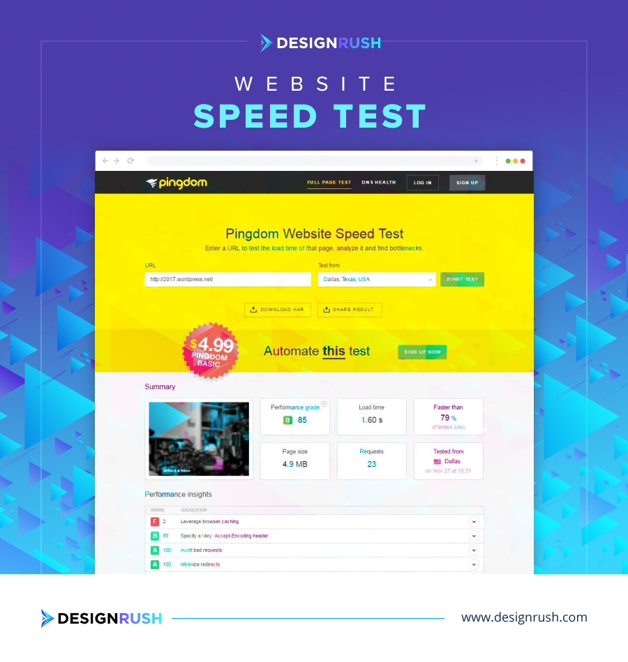 Online speed test
