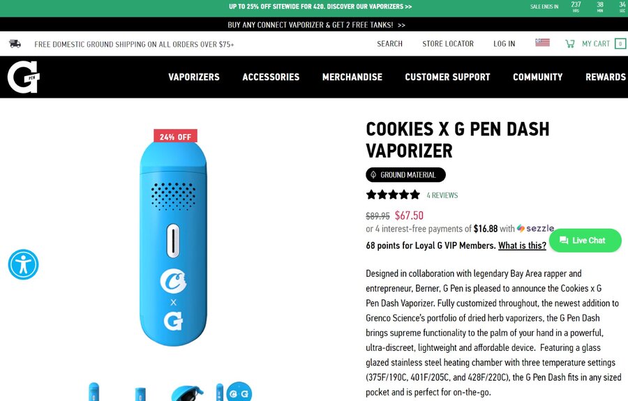 Screenshot of G Pen's product page