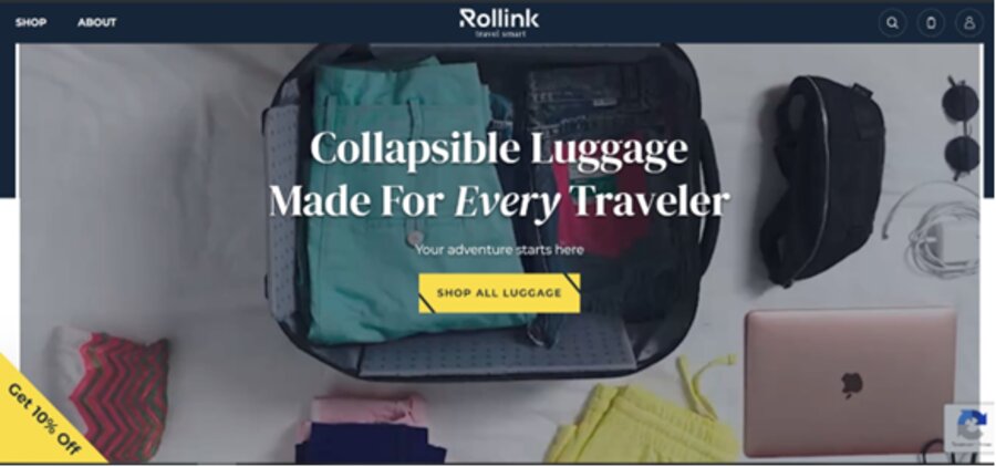 Screenshot of Rollink's homepage