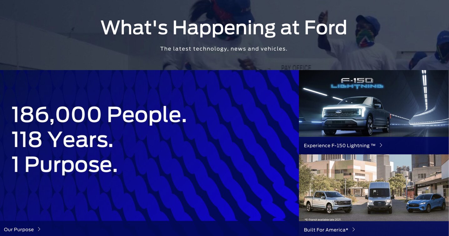 A poorly designed collage banner from Ford's website