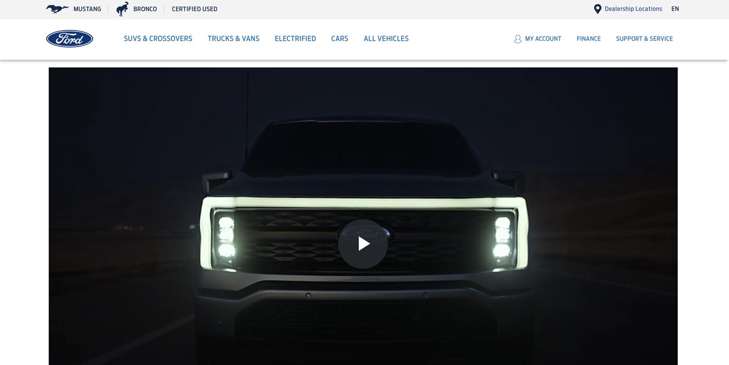 A screenshot of a video featured on Ford's website