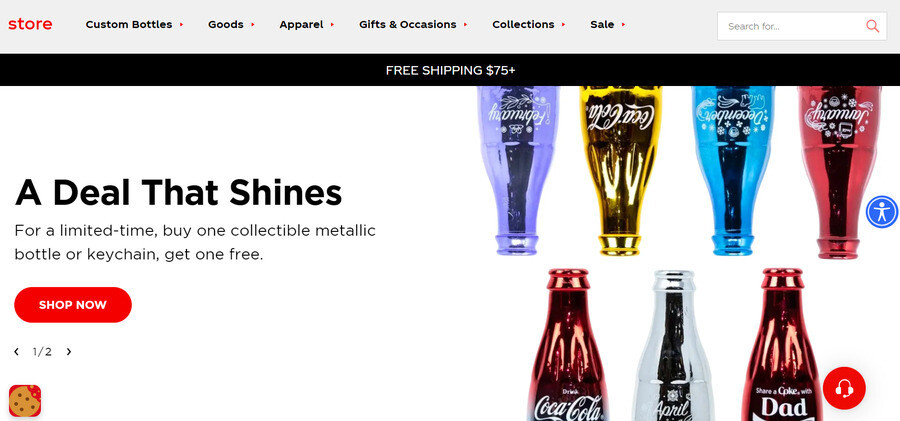 Coca-Cola's website homepage powered by Magento
