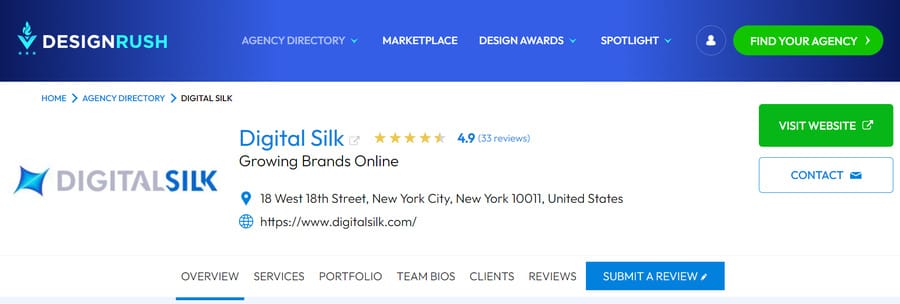 Digital Silk's DesignRush profile