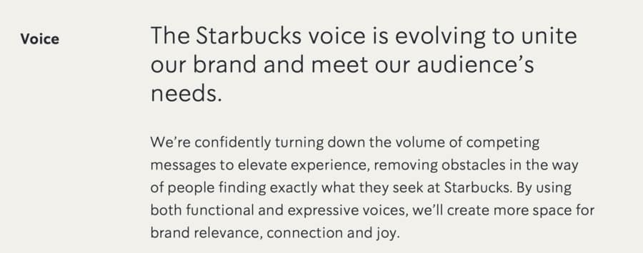 Corporate branding voice example: Starbucks
