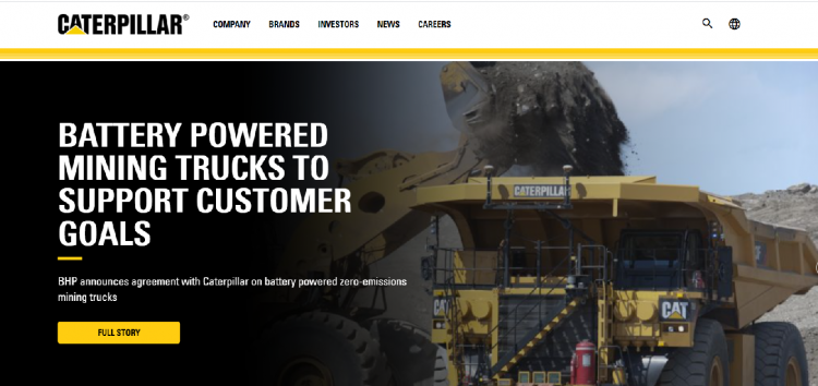 Manufacturing website design Caterpillar's home page
