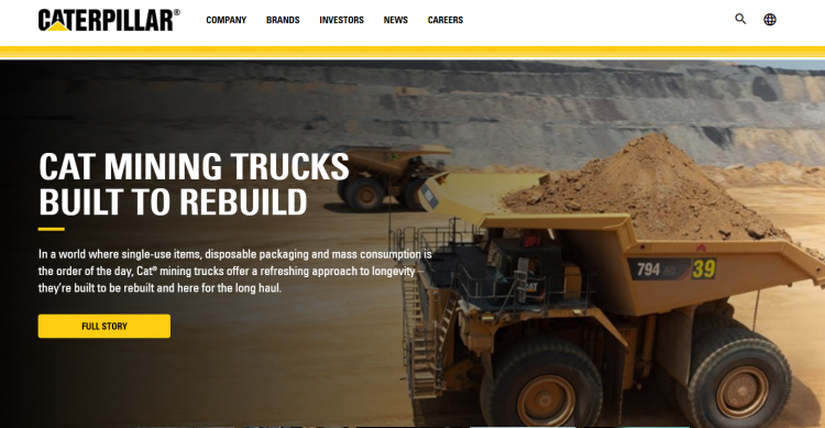 Manufacturing website design Caterpillar rotating pictures