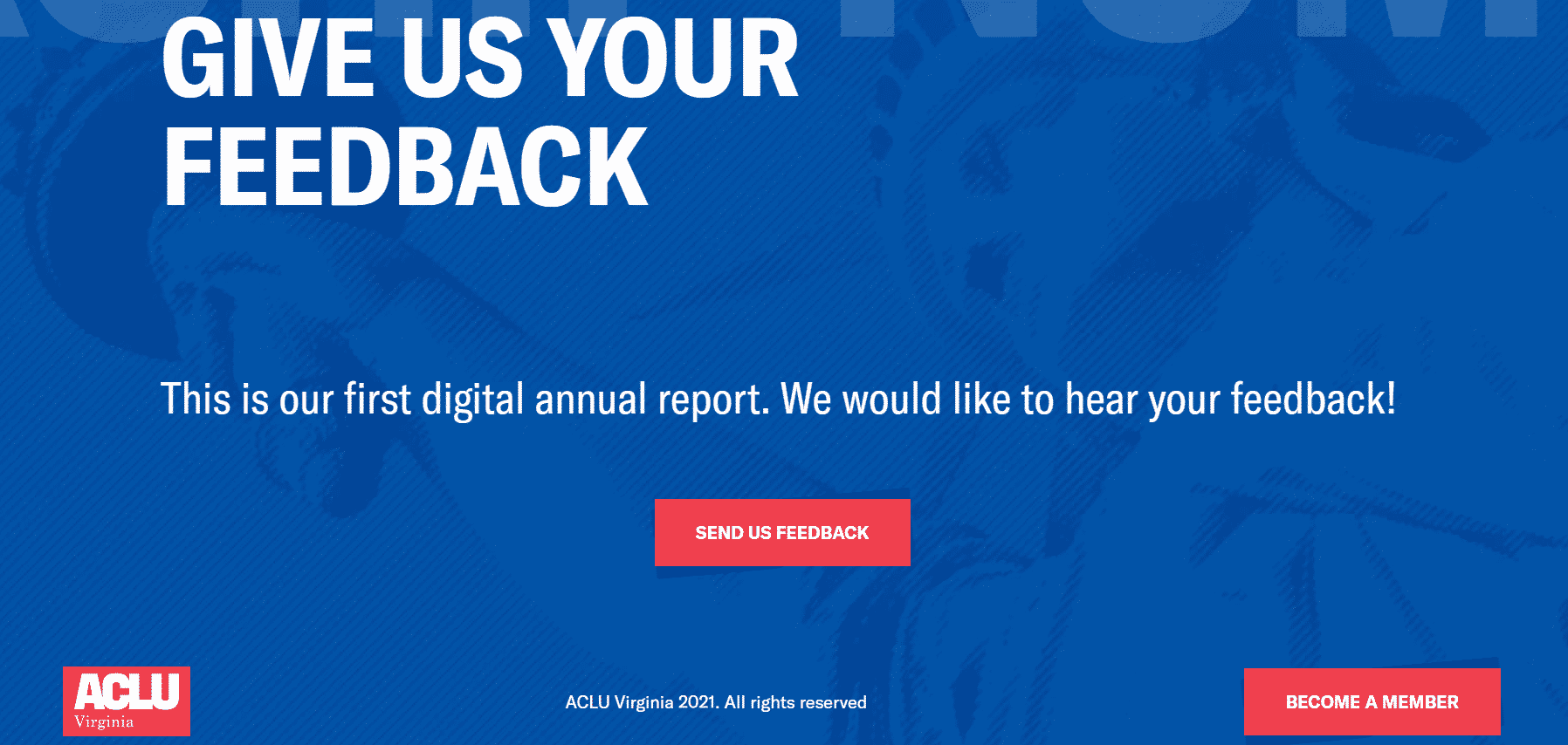 ACLU website feedback section
