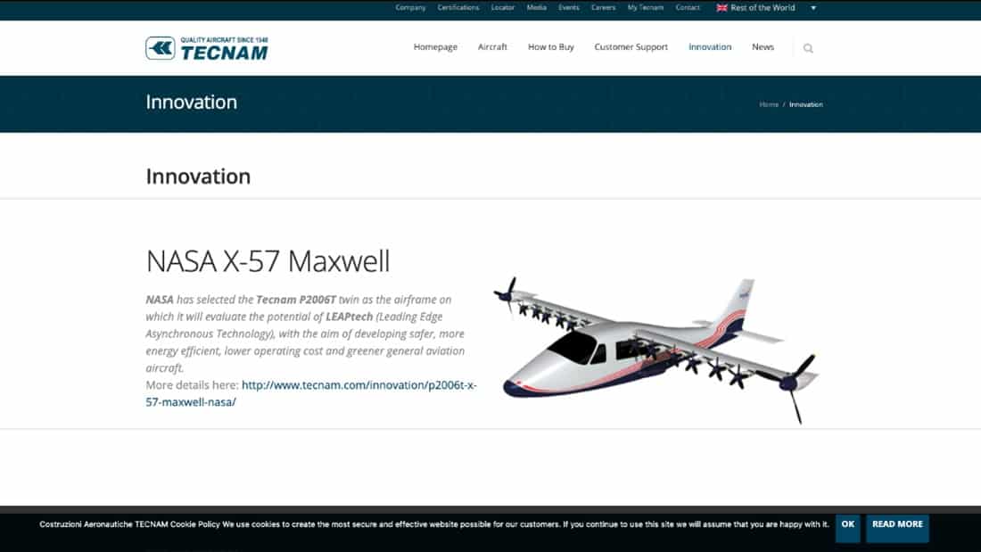 Drawing-like images of airplanes on Tecnam's old website