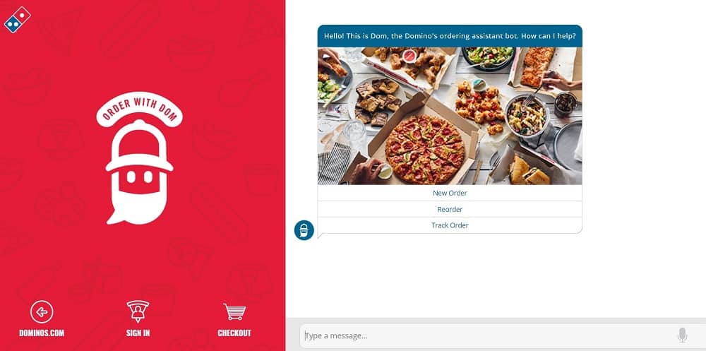 dominos pizza chatbot