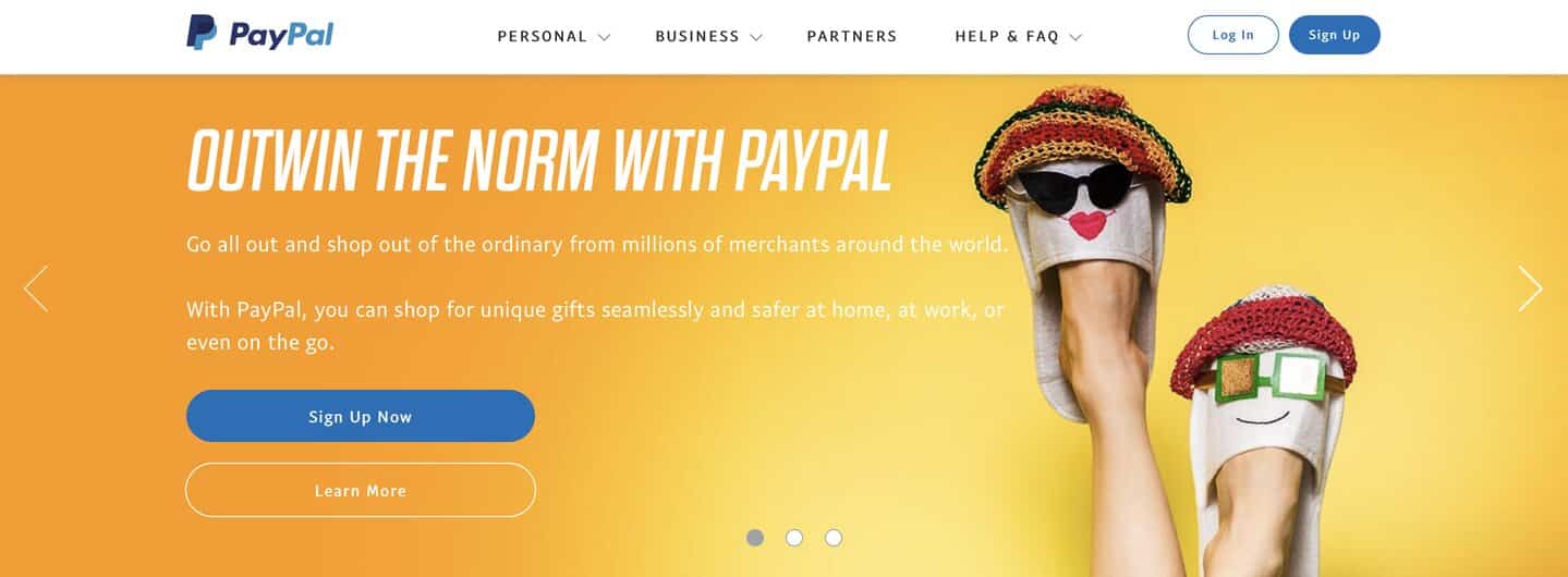 paypal homepage