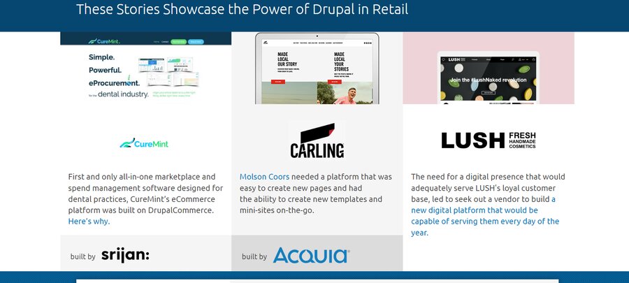 A screenshot of Drupal's homepage