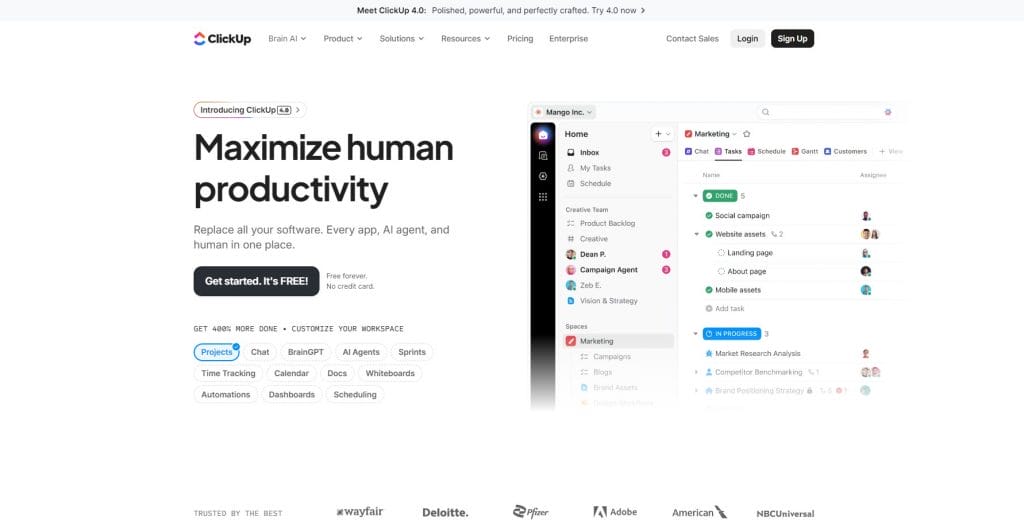 ClickUp website screenshot
