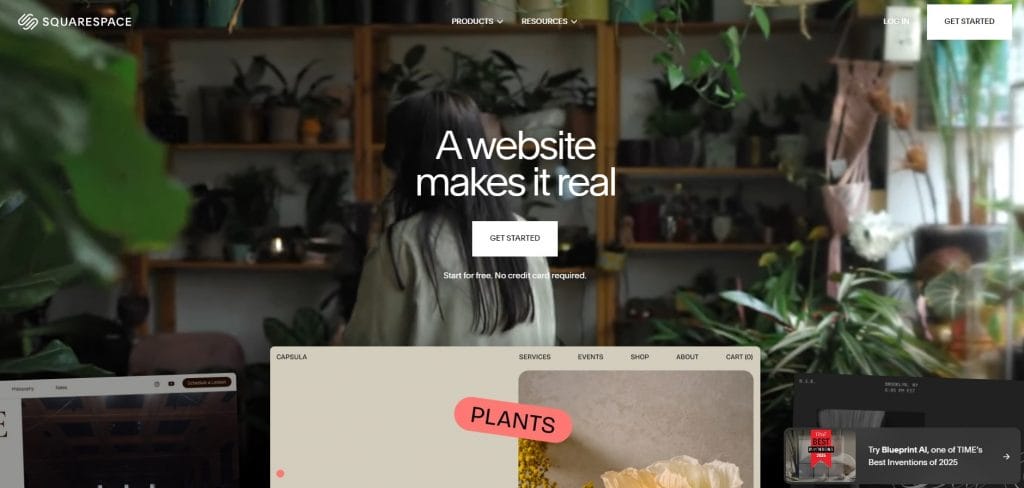 Squarespace website screenshot