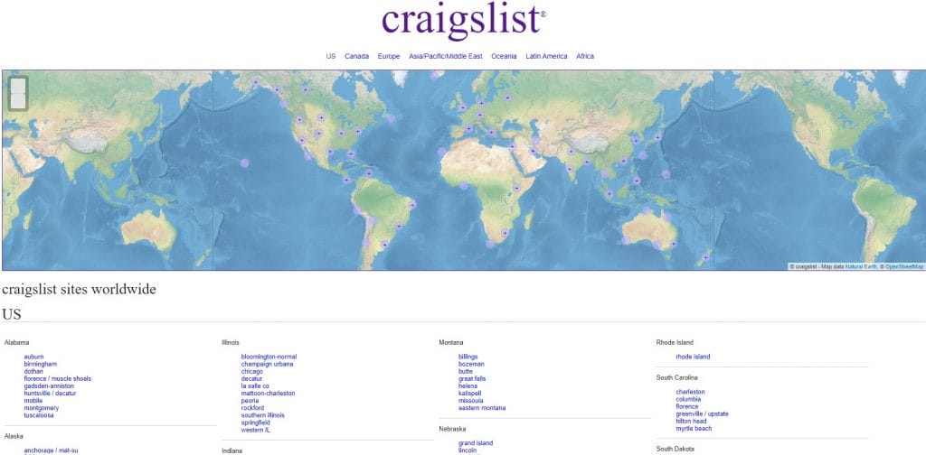 Craigslist website screenshot