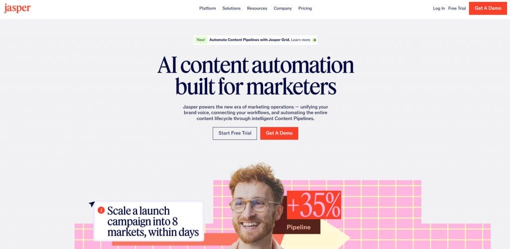 Jasper AI website screenshot