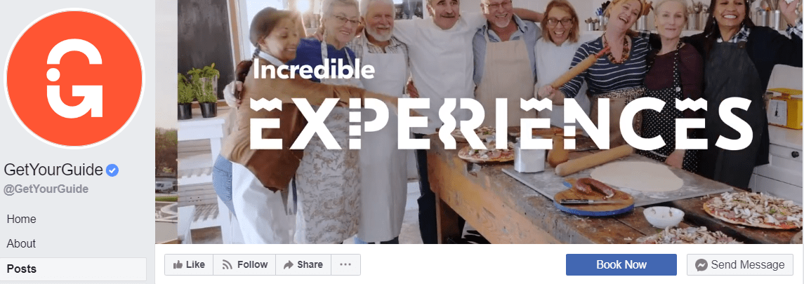 A screenshot of GetYourGuide's Facebook page