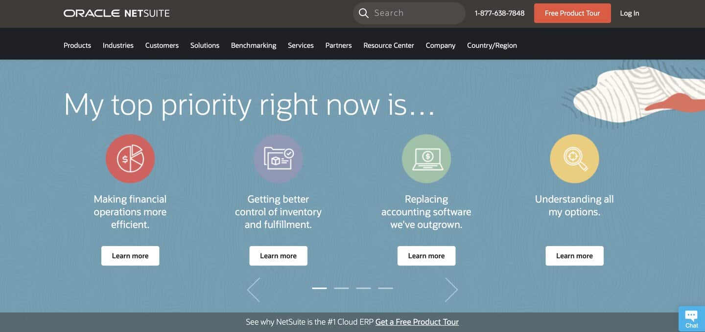 A screenshot of Oracle's homepage