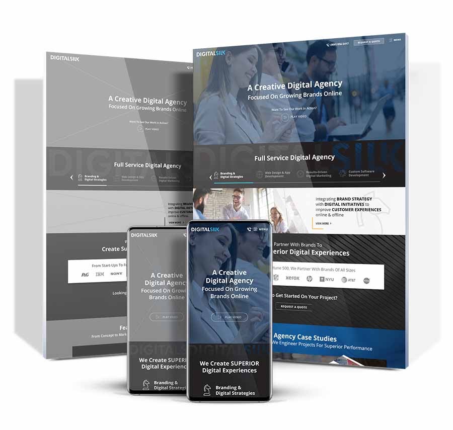 the same website on different device screens, demonstrating a responsive website