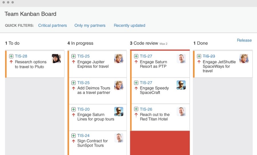 website development task list Kanban methodology screenshot