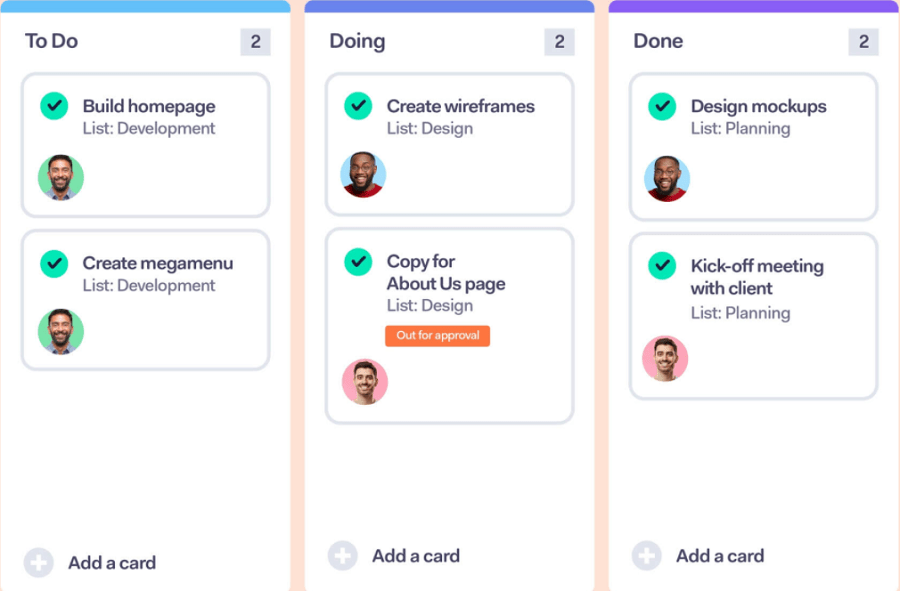 website development task list Teamwork screenshot