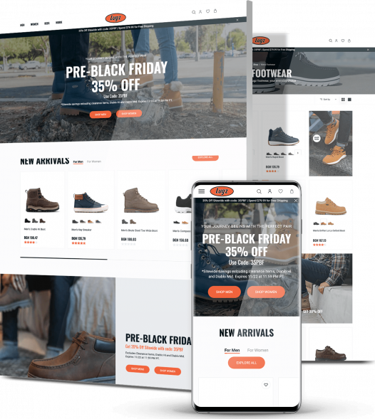 Web design agency custom Lugz eCommerce website