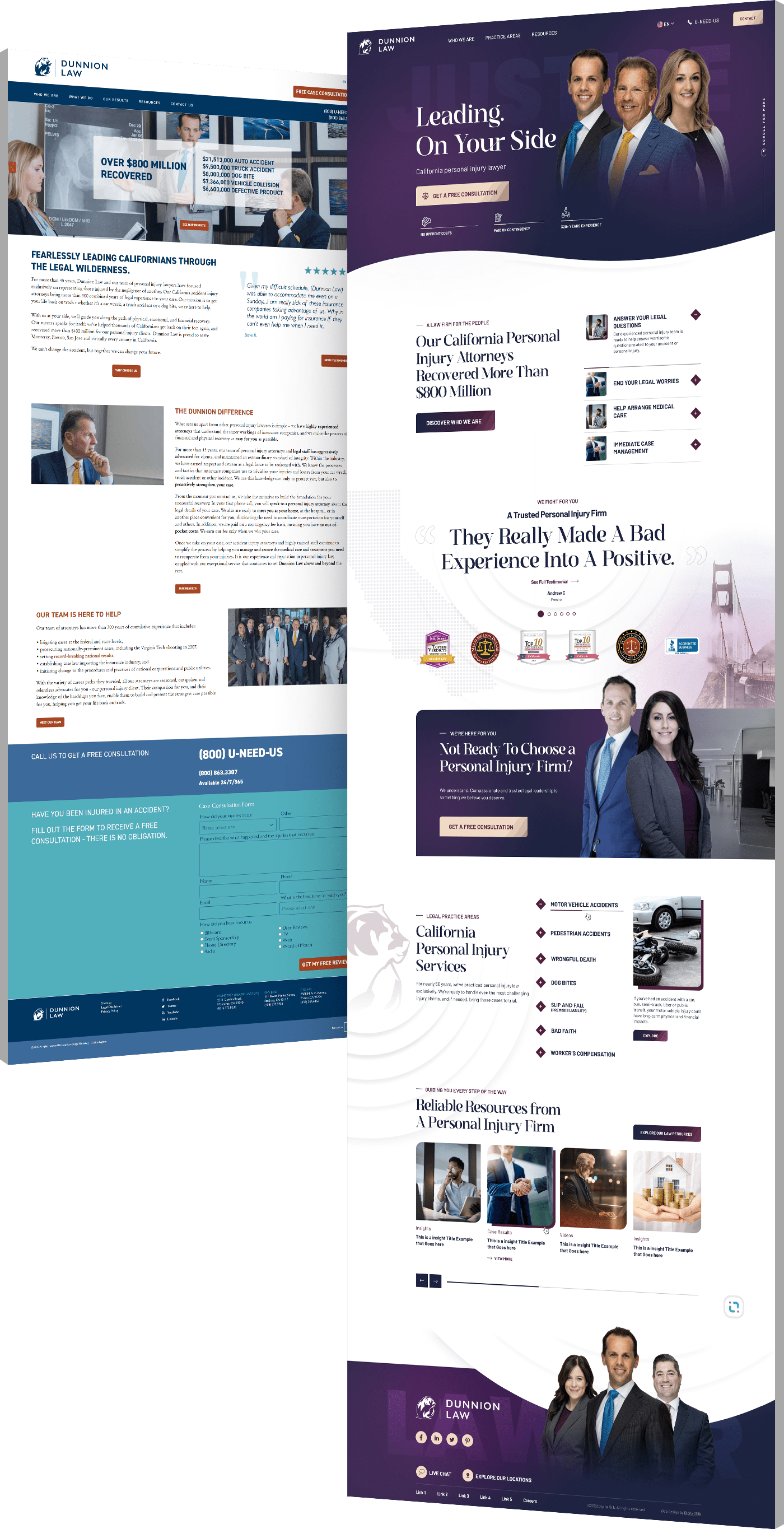 Website redesign before and after Dunnion Law