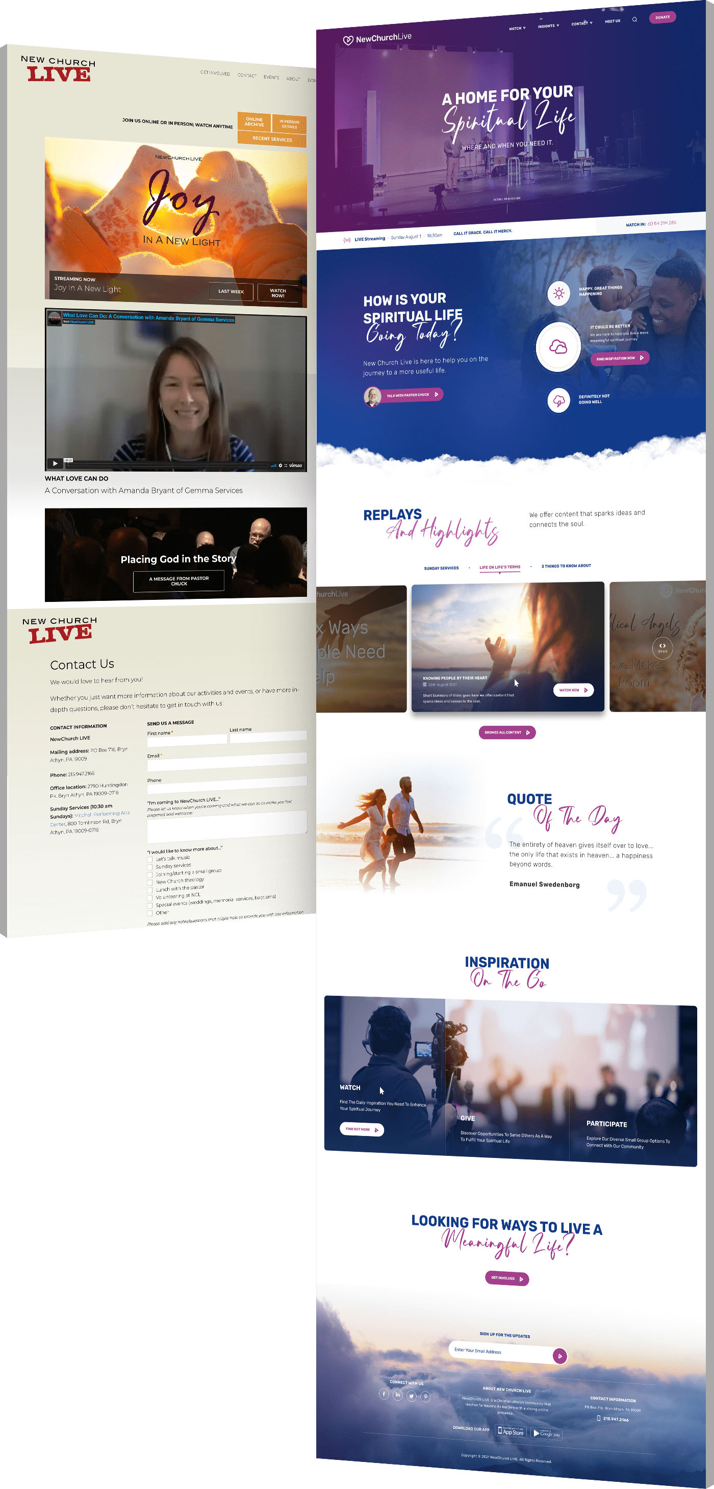 Website redesign before and after New Church Live