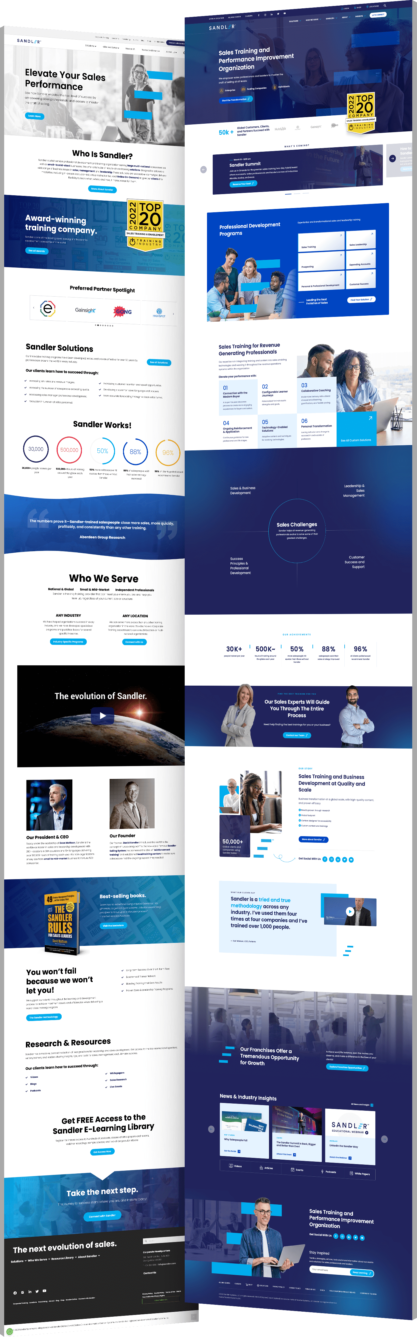 Website redesign before and after Sandler