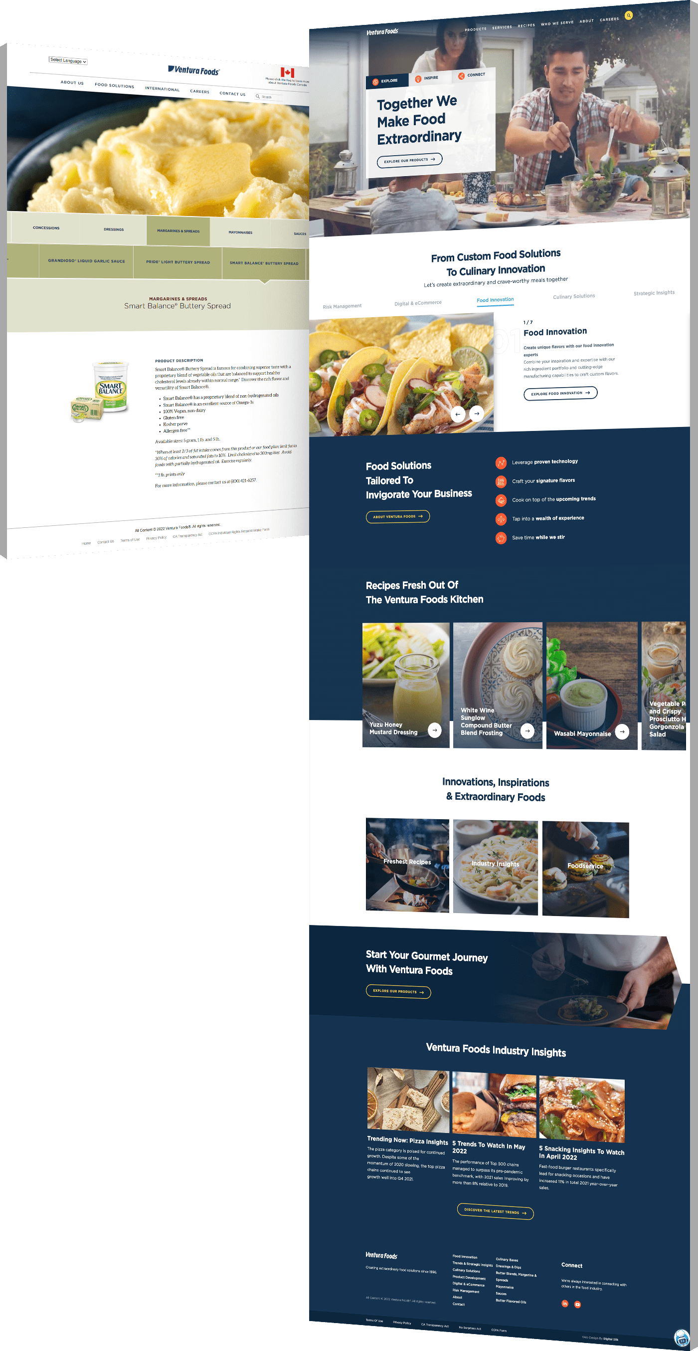 Website redesign before and after Ventura Foods