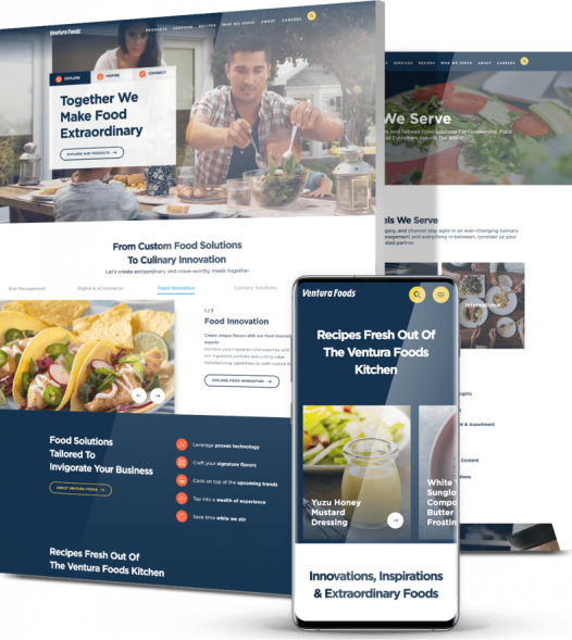 custom web design for food and beverage brand Ventura Foods