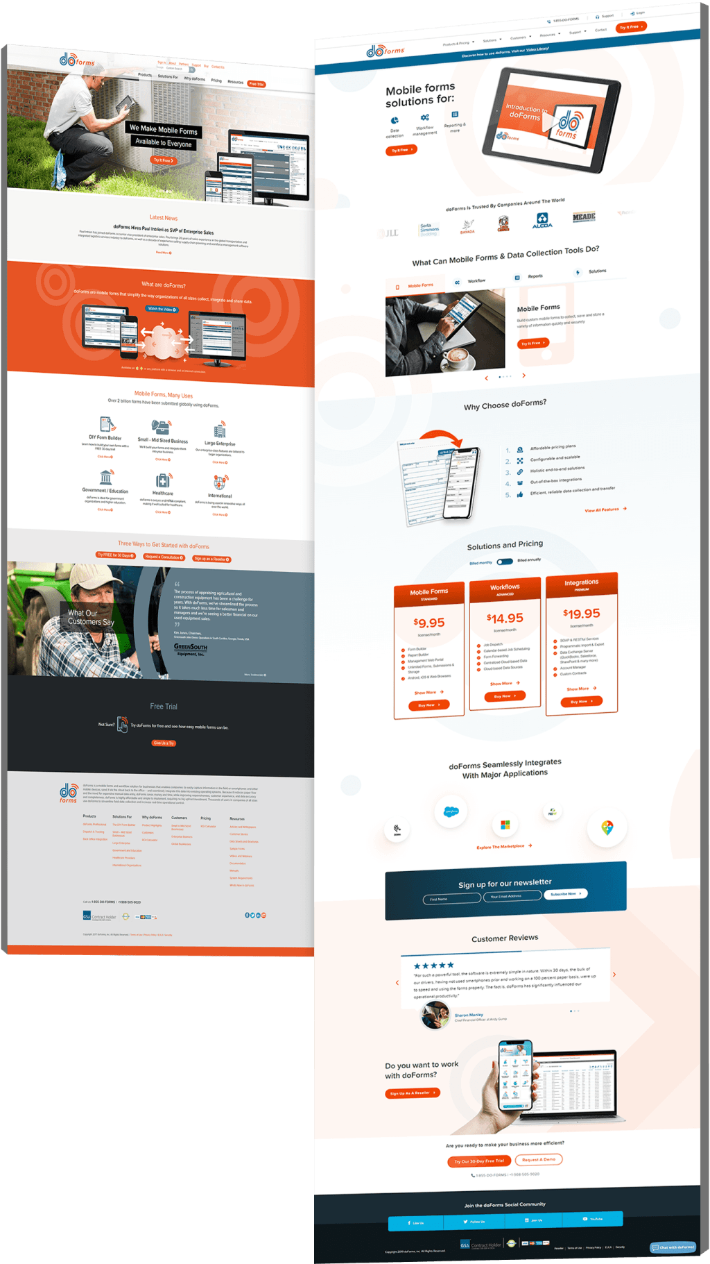 do-forms-before-after Image showing the before and after website design for DoForms
