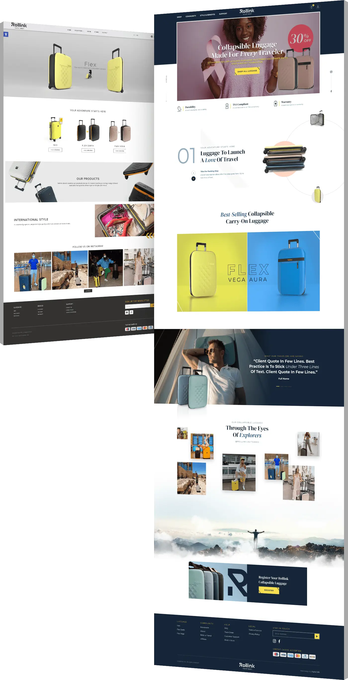 Web design before and after photos of Rollink website