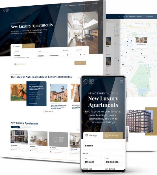 Chicago digital marketing agency's web design example - NewDevRev real estate platform