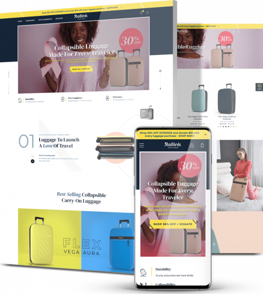 Chicago digital marketing agency's web design example - Rollink e-store website