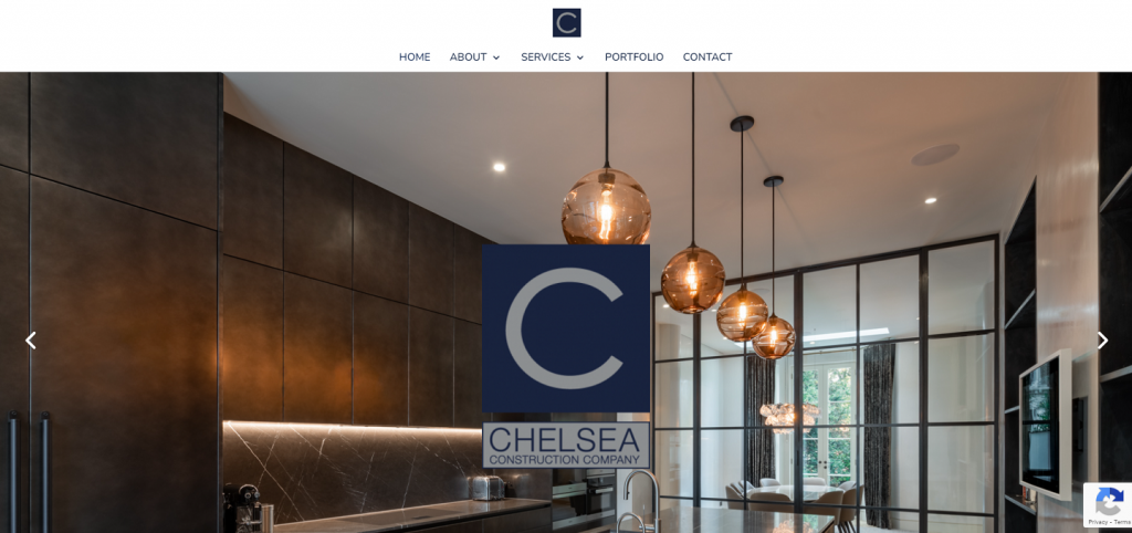 Construction website design example: Chelsea homepage