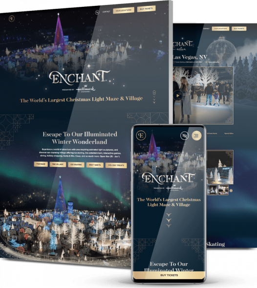 London digital marketing agency's web design example - Enchant Christmas event platform
