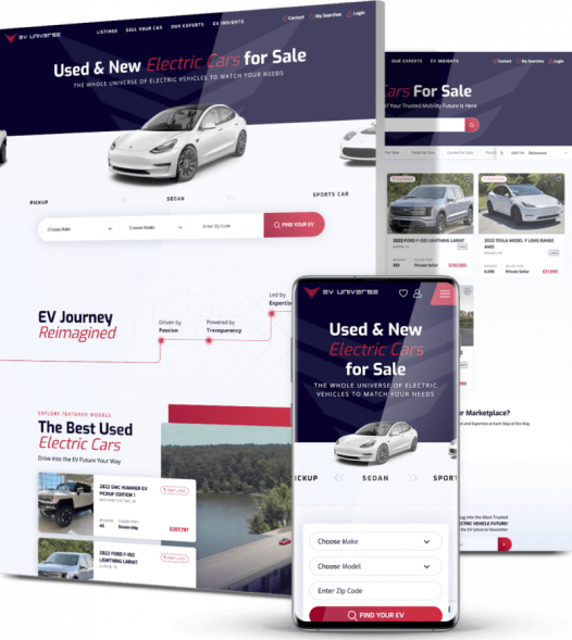 Mobile-first website design company client EV Universe
