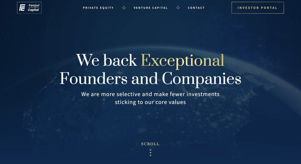 Venture capital website design example: Fanjul Capital