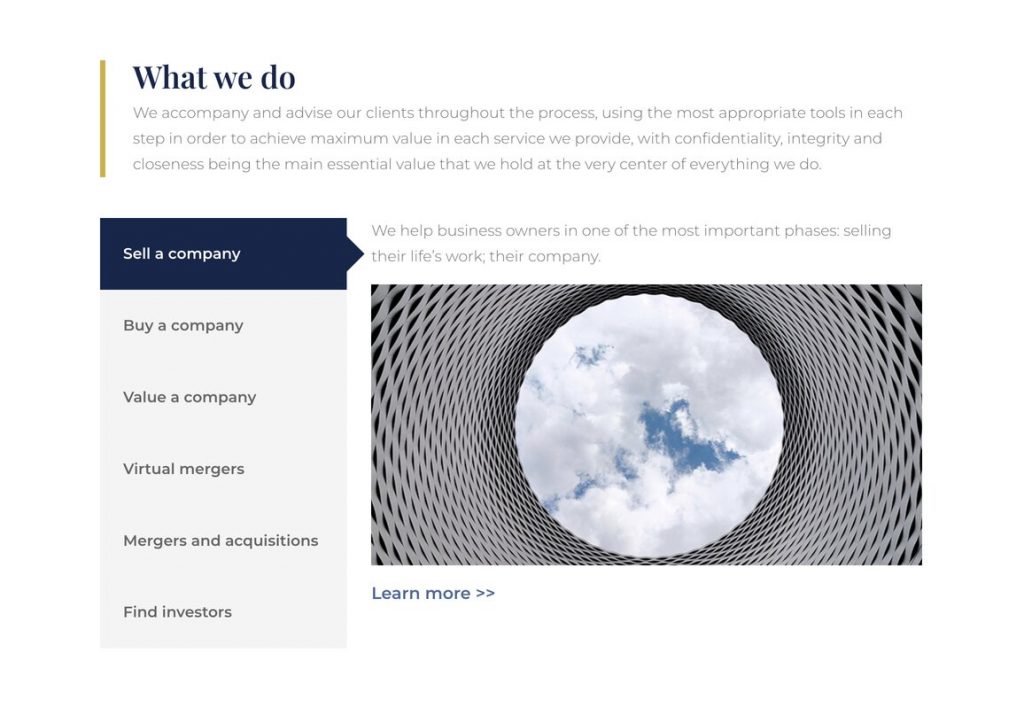 Venture capital website design example: Nio Ventures 'What We Do' page