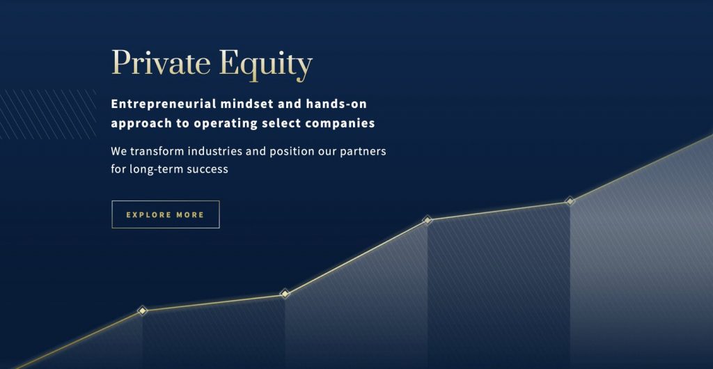 Venture capital website design example: Private Equity