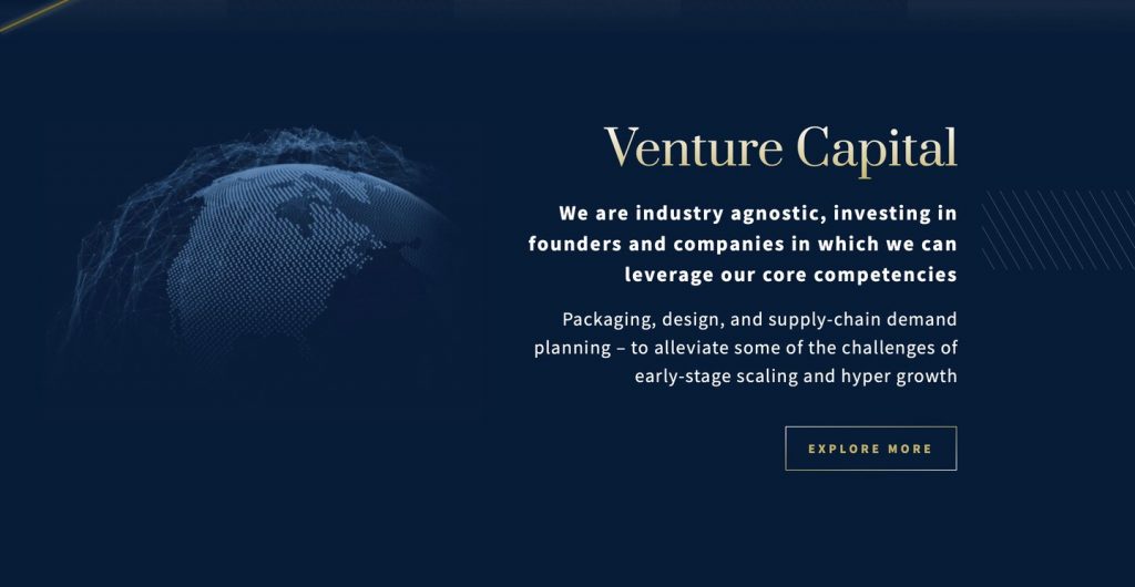 Venture capital website design example: Venture Capital