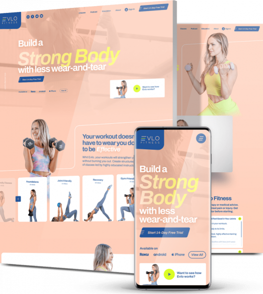 Website redesign company client Evlo Fitness
