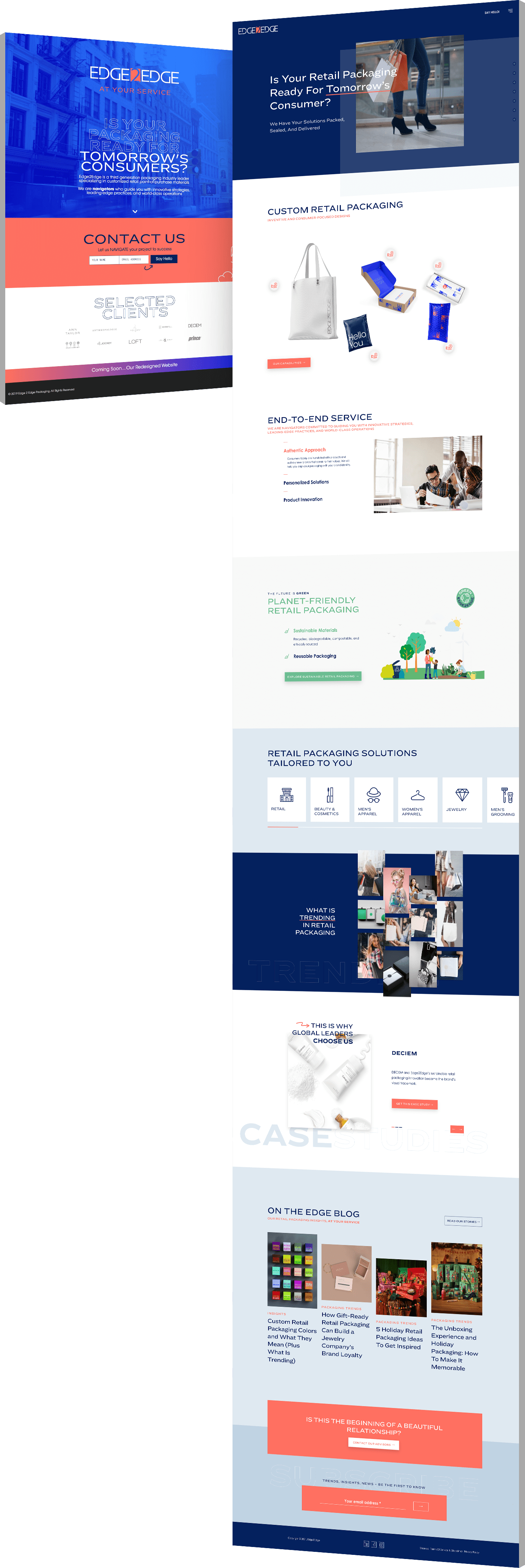 Web design before and after photos of Edge2Edge website