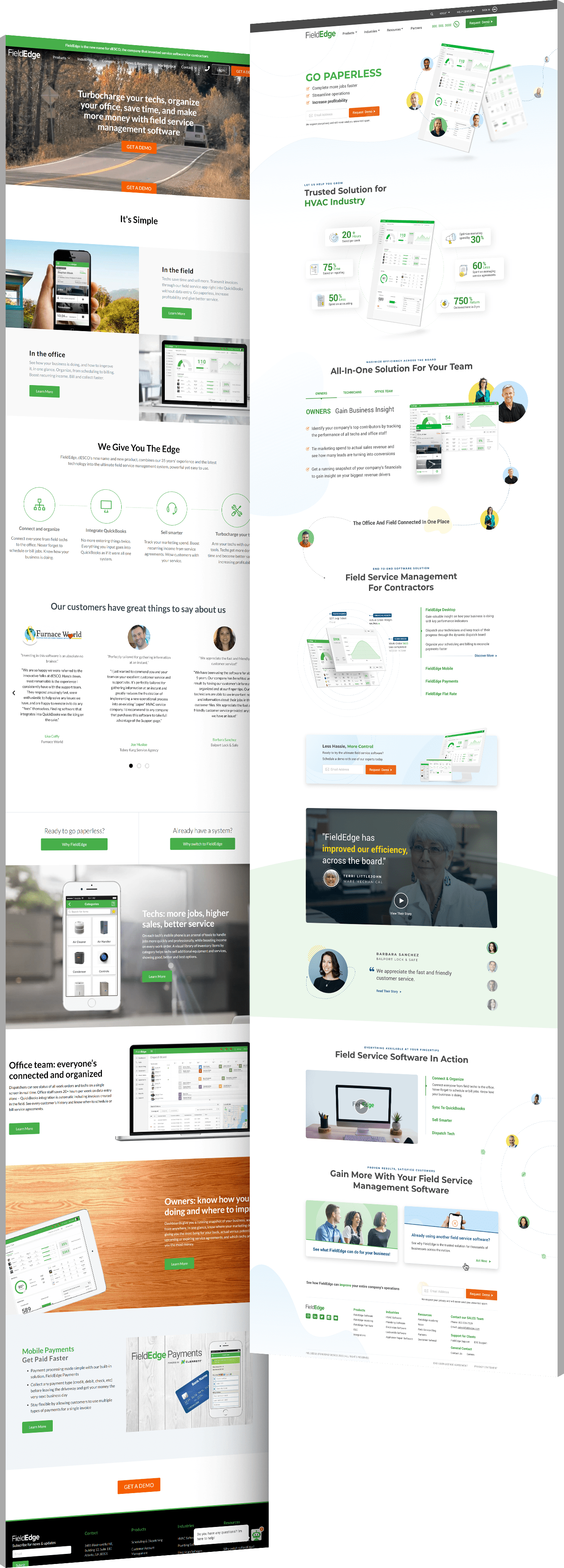 Web design before and after photos of FieldEdge website