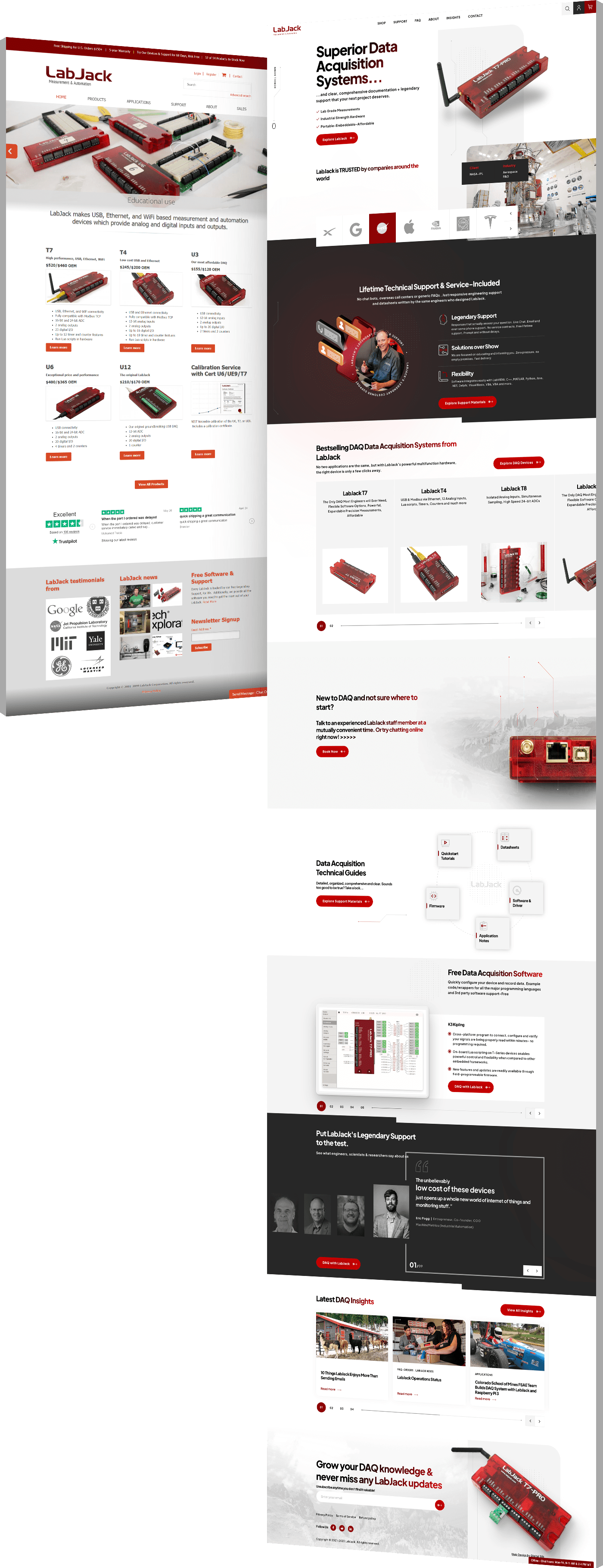 Web design before and after photos of LabJack