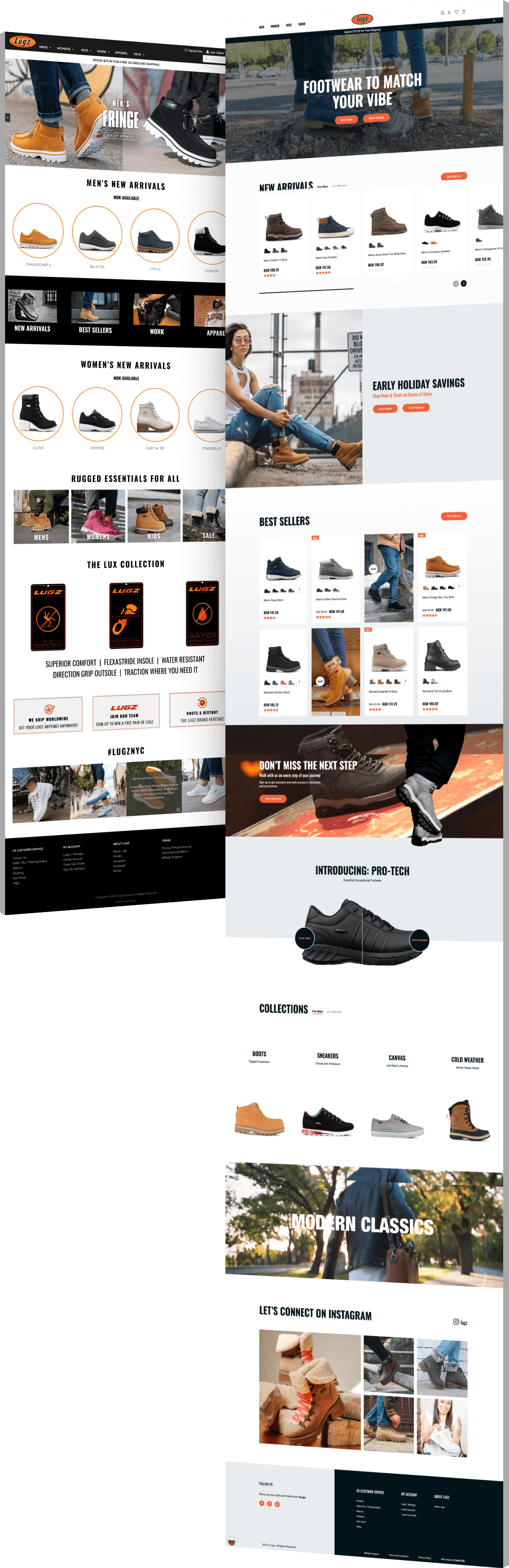 Web design before and after photos of Lugz website