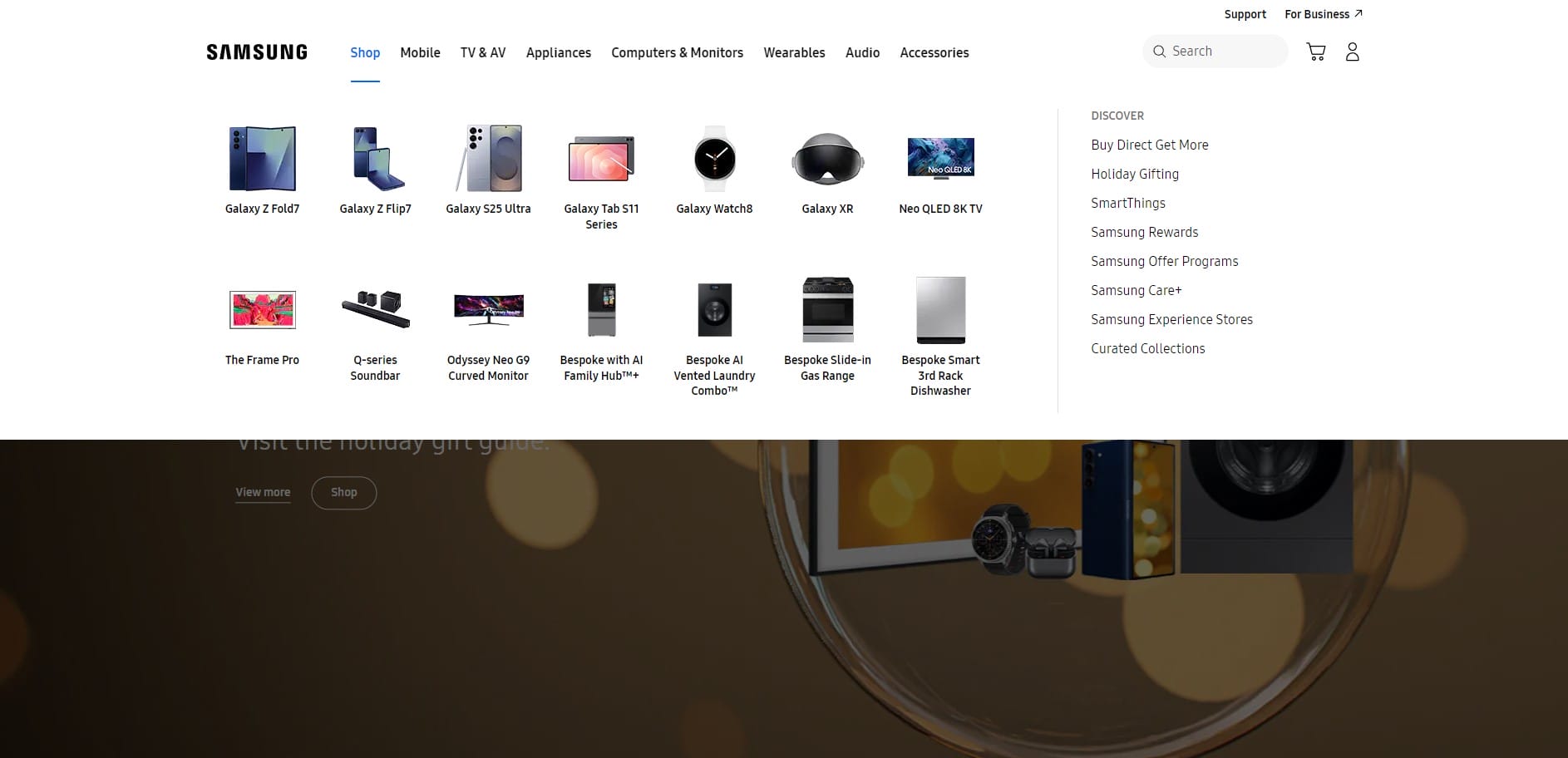 Samsung website screenshot