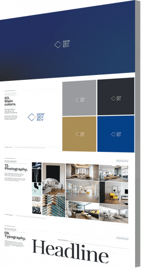 Luxury real estate platform NewDevRev's creative brand design overview